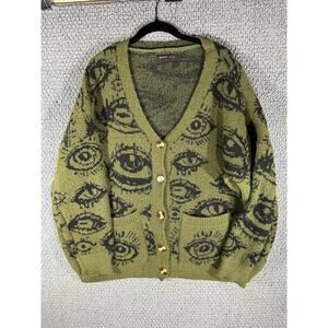 Romwe Women's Size 8-10 Eye Print Goth Cardigan Grunge Punk Cardigan Sweater